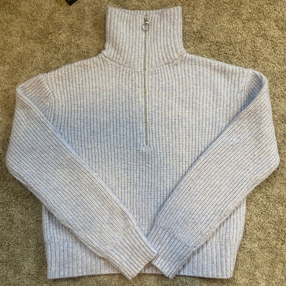 Jessica Simpson | Baby Blue Ribbed Knit Half Zip Sweater - Picture 4 of 11